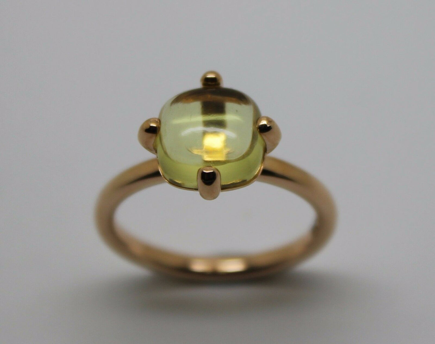 Genuine 9ct Yellow, Rose or White Gold Cabochon Lemon Quartz Stackable Stacker Ring