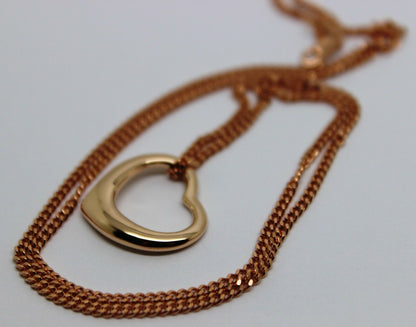 New 9ct 9kt Rose Gold / 375 Belcher Chain Necklace 44cm + Heart Pendant