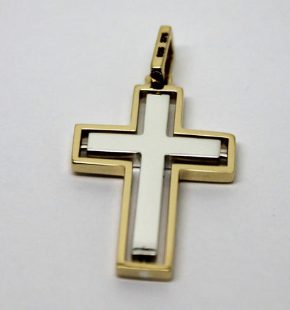 Genuine 9ct Yellow Gold & Sterling Silver Cross Pendant *Free Express Post In Oz