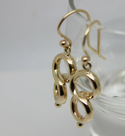 Genuine New 9ct Yellow, Rose or White Gold Swirl Drop Hook Earrings