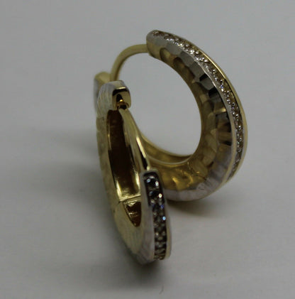 Kaedesigns, Genuine New 9ct Yellow Gold Hoop Cz Earrings