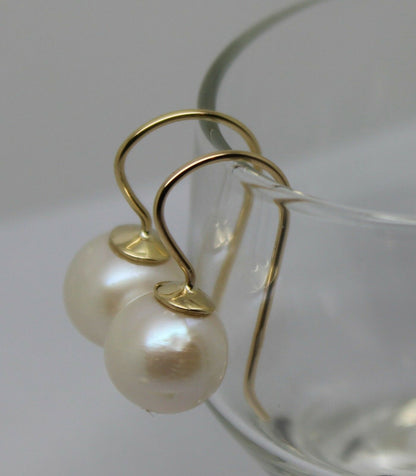 Kaedesigns  New 9ct 9k Yellow, Rose or White Gold 10mm Pearl Ball Drop Earrings