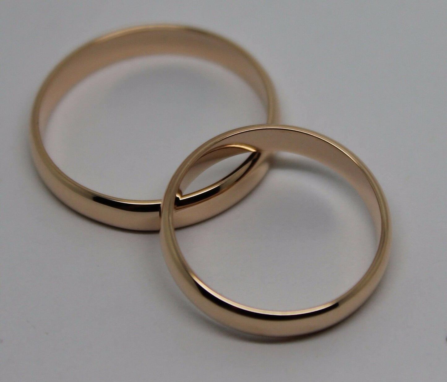 Genuine Custom Made His & Hers Solid 4mm 9ct 9K Rose Gold Wedding Bands Couple Rings