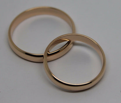 Genuine Custom Made His & Hers Solid 4mm 9ct 9K Rose Gold Wedding Bands Couple Rings