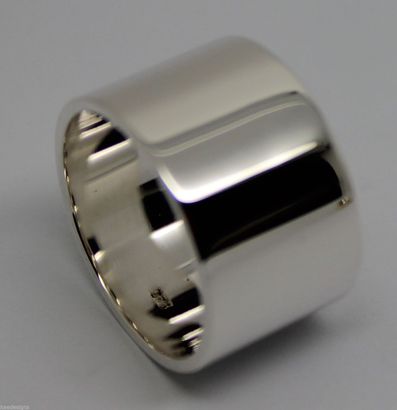 Genuine Heavy Solid Sterling Silver 925 12mm Wide Flat Band Ring