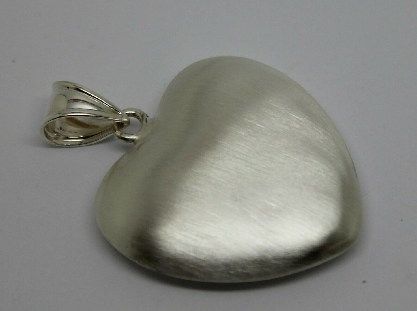 Sterling Silver Matt Finish / Brushed 925 Large Bubble Heart Pendant