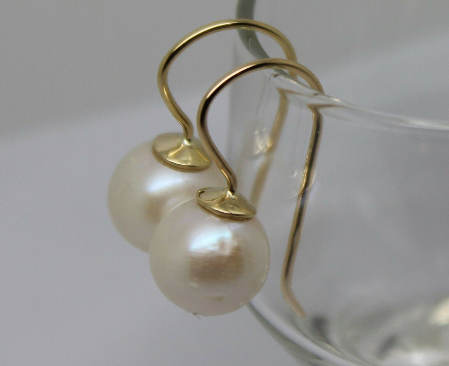 Kaedesigns  New 9ct 9k Yellow, Rose or White Gold 10mm Pearl Ball Drop Earrings