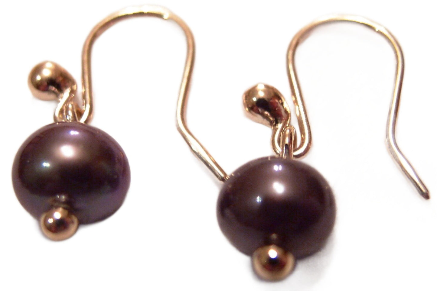 Kaedesigns, New Genuine 9ct 9k Yellow, Rose or White Gold 10mm Black Freshwater Pearl Hook Earrings