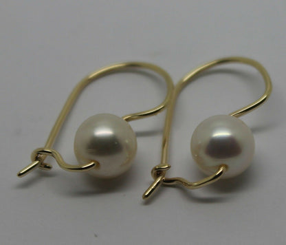 Genuine 9ct 9k Yellow, Rose or White Gold 8mm White Pearl Hook Earrings