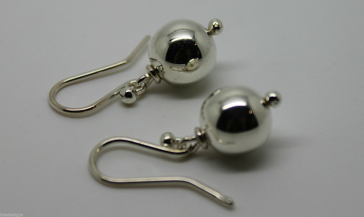 Genuine Sterling Silver 10mm Wide Ball Hook Earrings