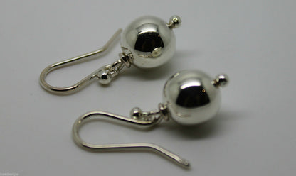 Genuine Sterling Silver 10mm Wide Ball Hook Earrings