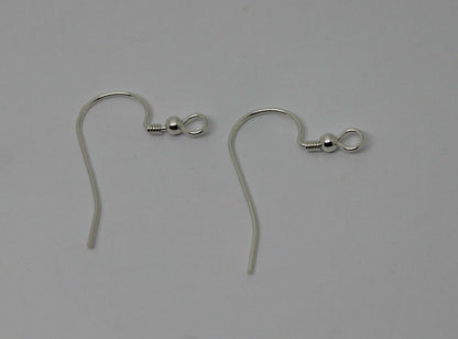 Genuine 925 Sterling Silver Bead & Coil Hooks For Earrings