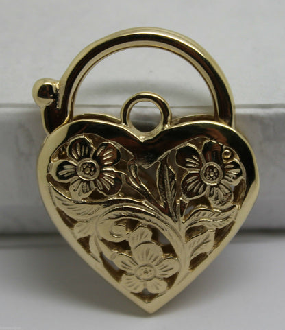 Genuine 9ct Yellow Gold or White Gold or Rose Gold Heavy Large Heart Locket Padlock