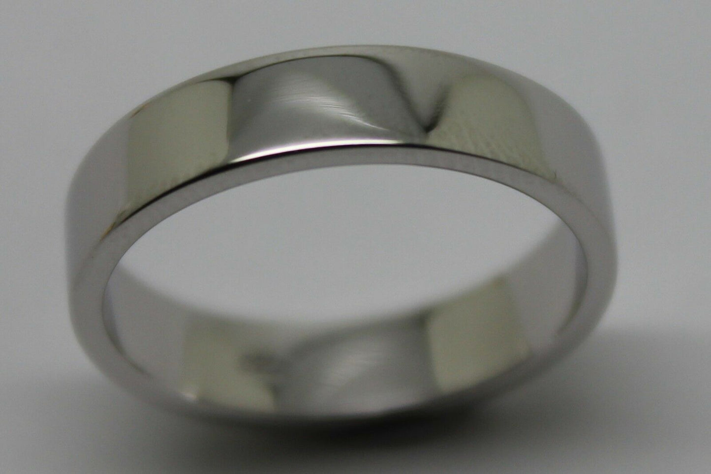 Size L 18ct Hallmarked 750 White Gold Full Solid 4mm Flat Wedding Band