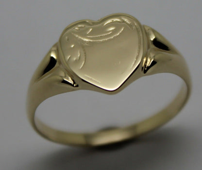 Kaedesigns New Size R Genuine Large 9ct Yellow, Rose or White Gold Heart Signet Ring