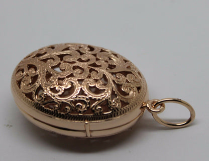 Kaedesigns, New Genuine Heavy 9kt 9ct Rose Gold Filigree Oval Pendant Locket