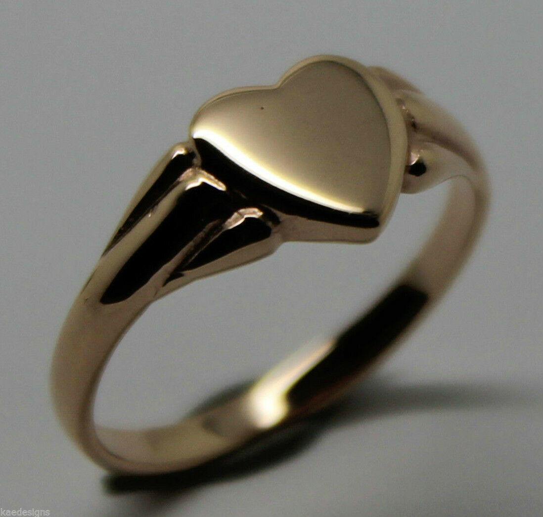 Kaedesigns, New Genuine New Solid 9ct Yellow, Rose or White Gold Heart Signet Ring Size S