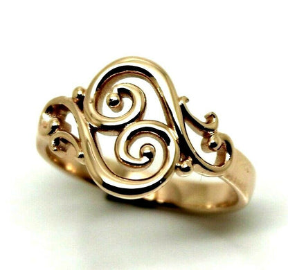 Genuine 9ct Gold 375 Full Solid Yellow, Rose or White Gold Filigree Swirl Ring - Choose your size from H to M