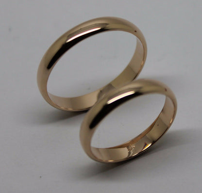 Genuine Custom Made His & Hers Solid 4mm 9ct 9K Rose Gold Wedding Bands Couple Rings