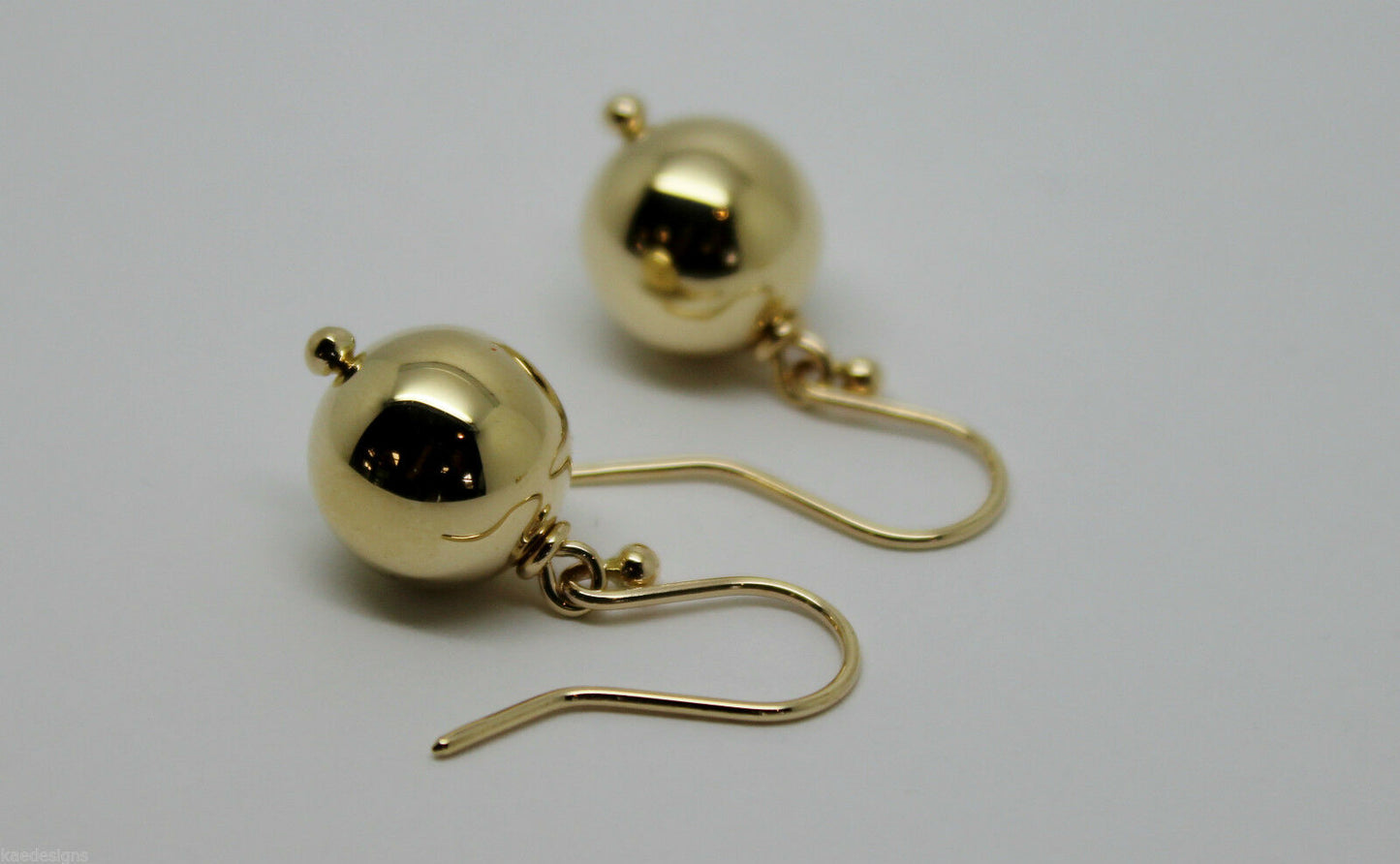 Kaedesigns 9ct Yellow Or White Or Rose Gold 12mm Hook Euro Ball Drop Earrings