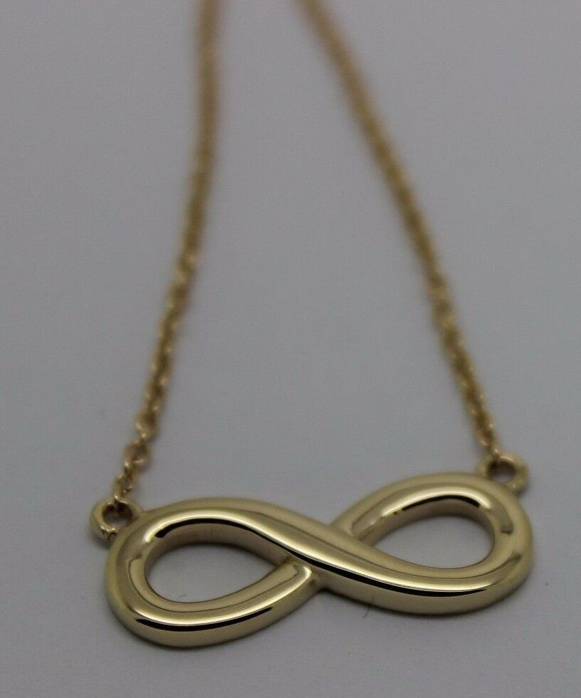 Kaedesigns, New 9ct 375 Solid Yellow Gold Infinity Long 56cm Belcher Necklace