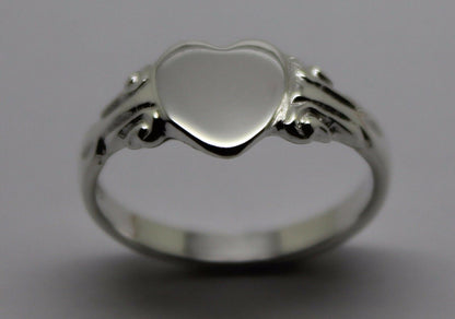 Kaedesigns, Genuine 925 New Childs Solid Sterling Silver Heart Signet Ring