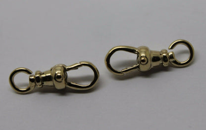 Genuine 9ct Solid 2 X Yellow Gold Albert Swivel Clasp 15mm Size