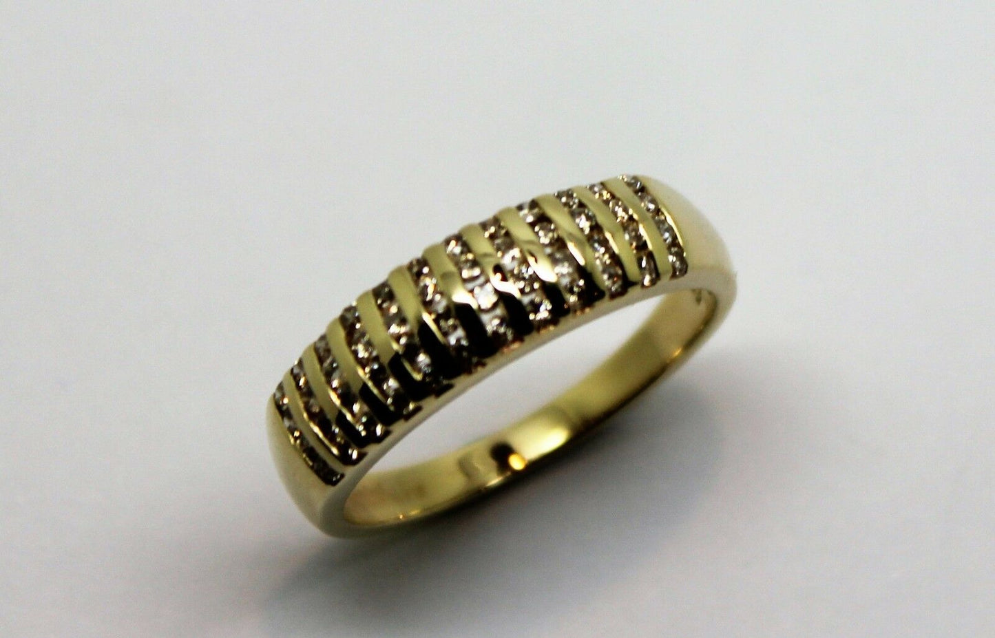 Size O 9Ct Yellow Gold Diamond Tdw: .40Pt Wide Ring *Free Express Post In Oz