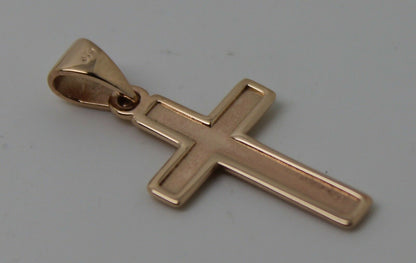 Genuine Small New 9ct 9K Yellow, Rose or White Gold Plain Cross Pendant