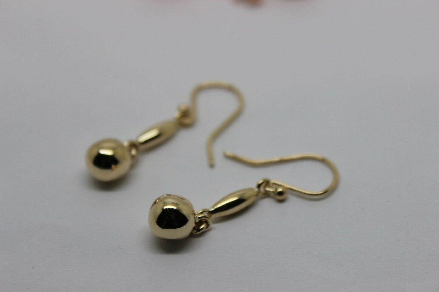 Kaedesigns, 9ct 9kt Yellow Or White Or Rose Gold 8mm Ball Long Drop Earrings