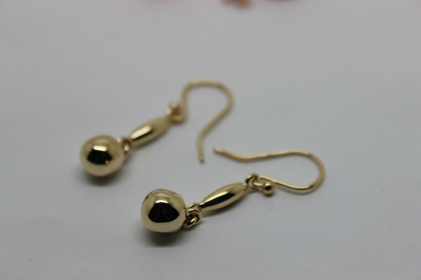 Kaedesigns, 9ct 9kt Yellow Or White Or Rose Gold 8mm Ball Long Drop Earrings