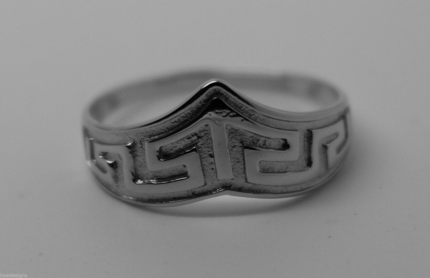 Genuine New Size Q Sterling Silver 925  Celtic Greek Key V Ring