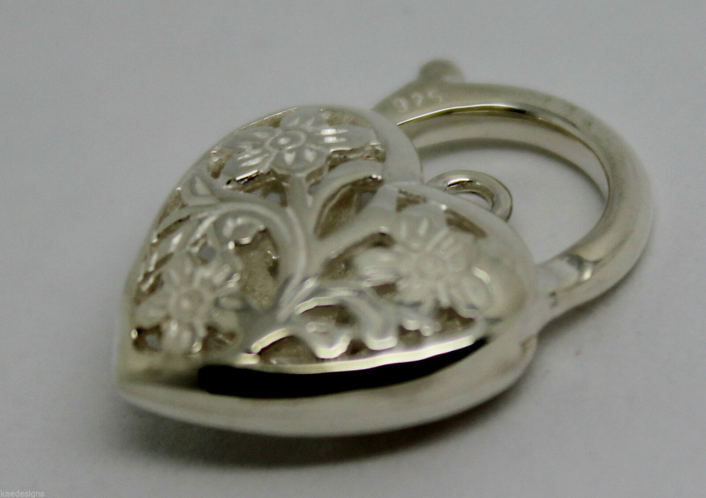 Sterling Silver 925 Filigree Heart Pendant Padlock 4 Sizes,14mm,15mm,18mm, 23mm