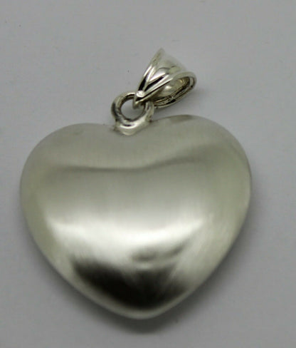 Sterling Silver Matt Finish 925 Medium Bubble Heart Pendant