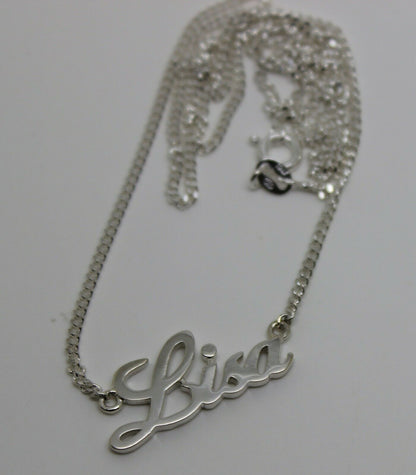 Genuine Sterling Silver 925 Curb Link Chain Lisa Name Plate