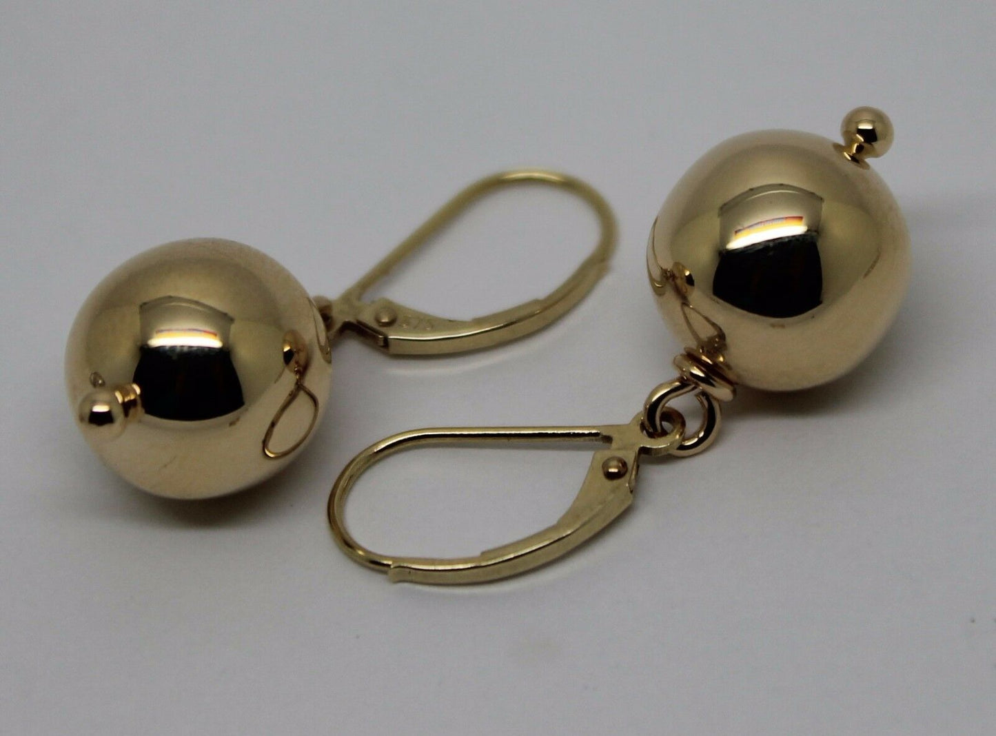 Kaedesigns New 9ct 9k Yellow, Rose or White Gold Continental Hooks 12mm Ball Plain Earrings