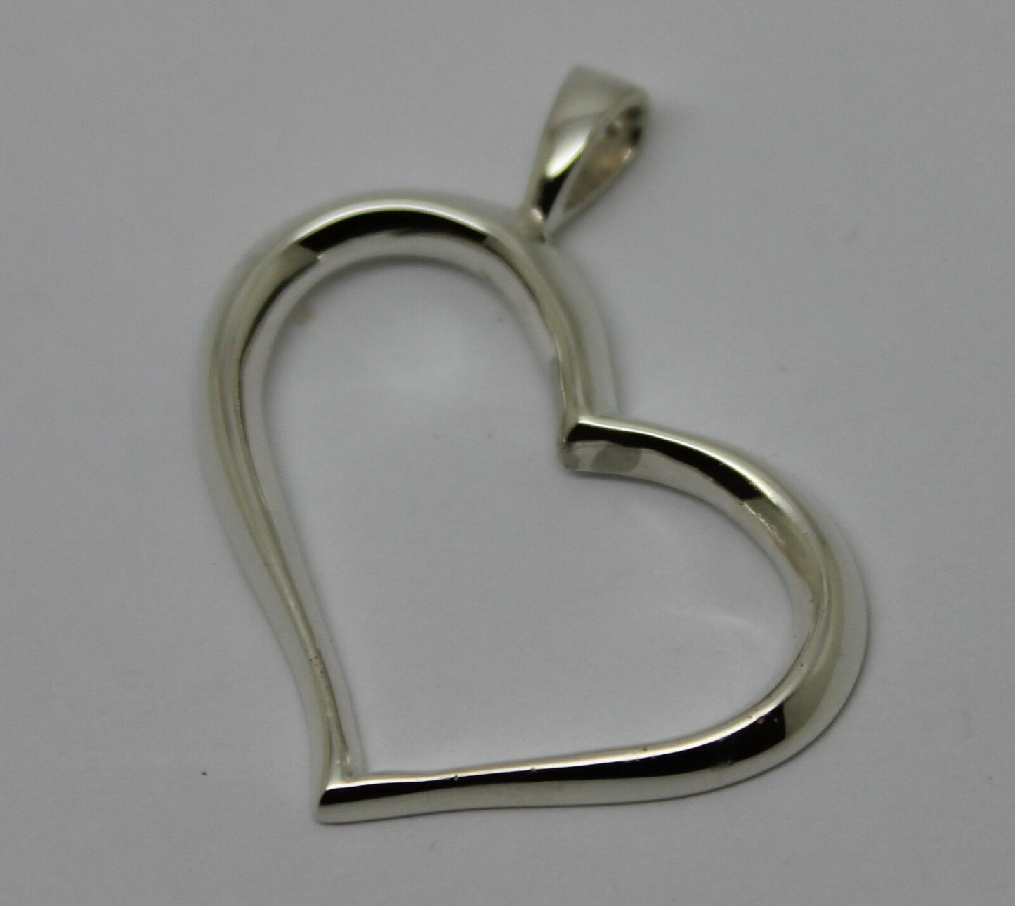 Genuine New Sterling Silver Large Modern Heart Pendant