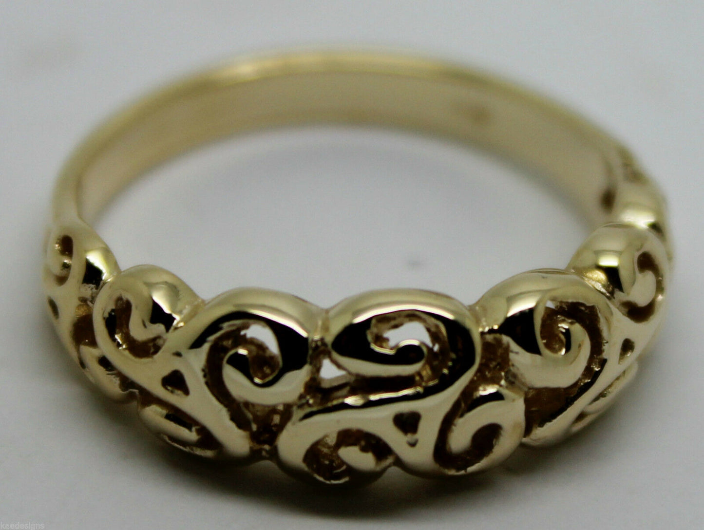 Kaedesigns, New Genuine 9ct 9kt Yellow, Rose or White Gold Solid Swirl Filigree Ring 358