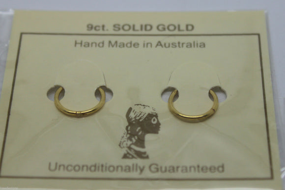 Kaedesigns New Genuine 9ct Yellow Gold Sleepers Hinged Earrings Plain 10mm