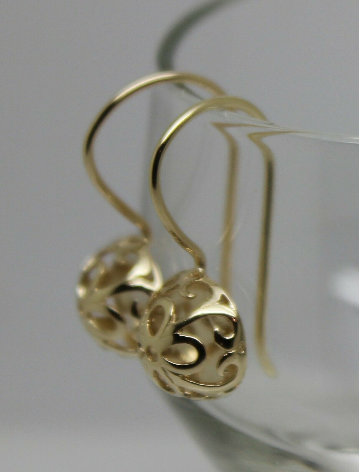 Kaedesigns New 9ct Yellow, Rose or White Gold 10mm Half Ball Hook Filigree Earrings