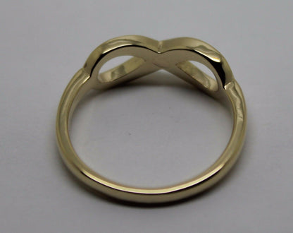 Genuine New 9ct Yellow, Rose or White Gold Solid Infinity Ring Size J