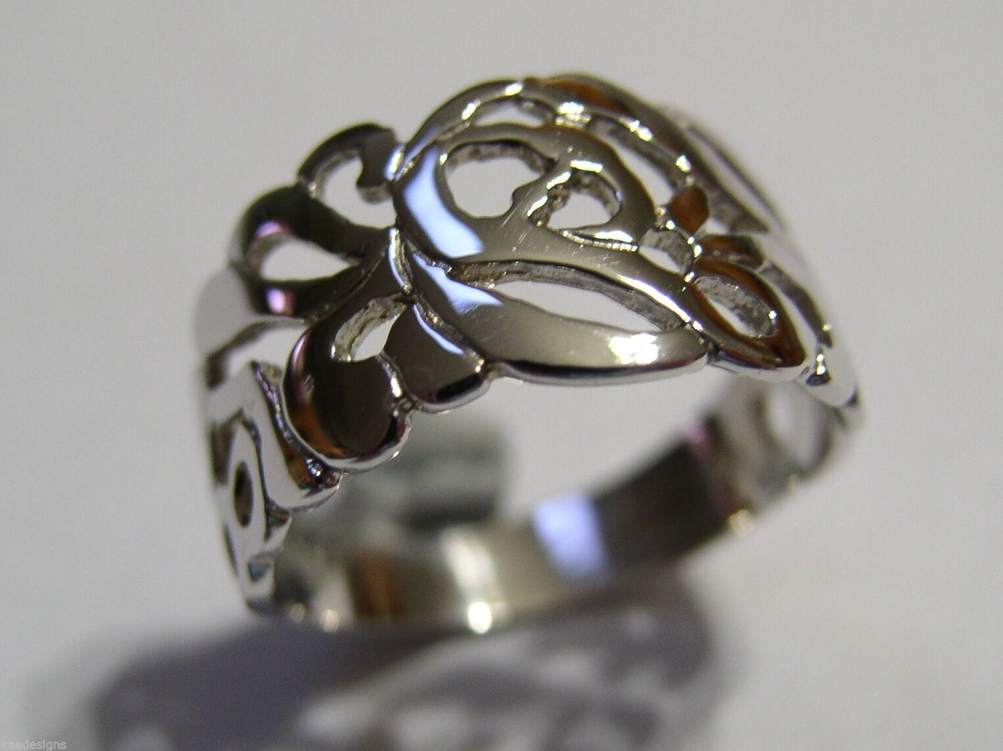 Kaedesigns, New Sterling Silver 925 Wide Flower Filigree Ring 278