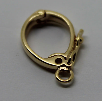 Genuine 15mm 9ct or 18ct Yellow gold Enhancer Bail Clasp + jump ring & safety latch