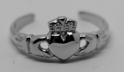 Solid Sterling Silver 925 Irish Claddagh Toe Ring