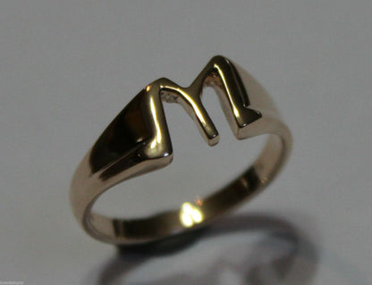 Genuine 9ct 9k Solid Yellow or Rose or White Gold 375 Large Initial Ring M