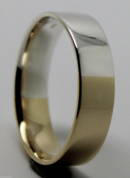 Genuine 9ct Yellow Gold & Sterling Silver 6mm Band Ring Size X