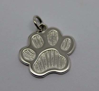 LARGE Genuine Sterling Silver 925 Dog Animal Paw Print Pendant + engraving