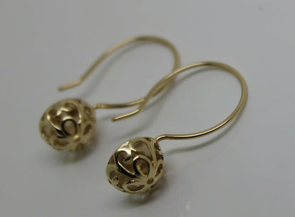 Kaedesigns New 9ct Yellow, Rose or White Gold 10mm Half Ball Hook Filigree Earrings