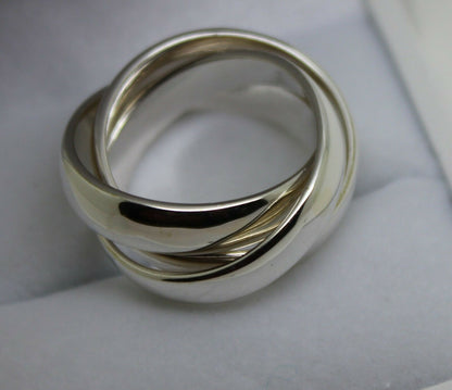 Sterling Silver Size O 1/2 Russian Wedding Band Ring, 5mm wide x 3 bands