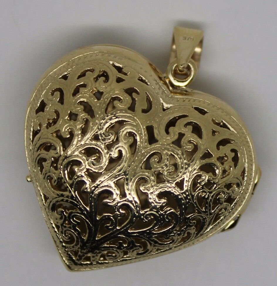 Kaedesigns 9ct 9k Yellow Gold Huge Heavy Filigree Heart Pendant Locket